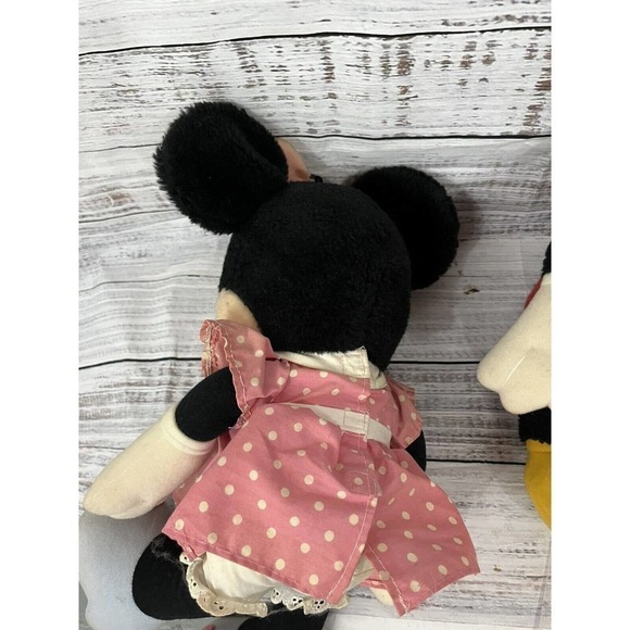 Vintage Set 16" Disney World Vintage Minnie & Mickey Mouse Plush Hasbro Softies - Picture 9 of 12